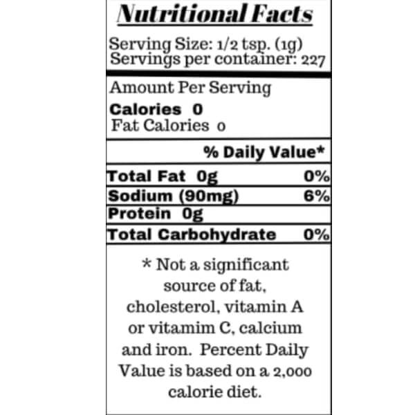 nutritional facts - 8oz